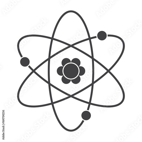 Science concept with atomic model, vector silhouette
