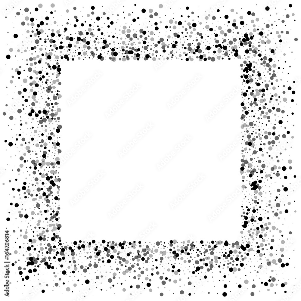 Dense black dots. Square messy frame with dense black dots on white background. Vector illustration. Dense black dots. Square messy frame with dense black dots on white background. Vector illustration.