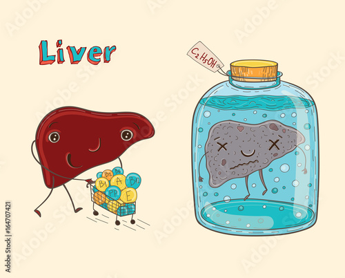 Cartoon character human liver