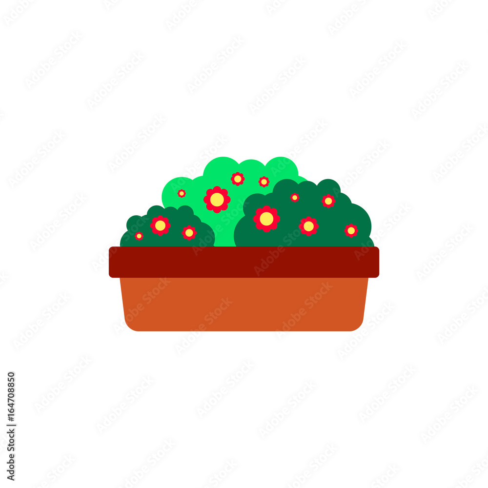 Obraz premium Flowers in a big pot icon, house pot plants, garden interior