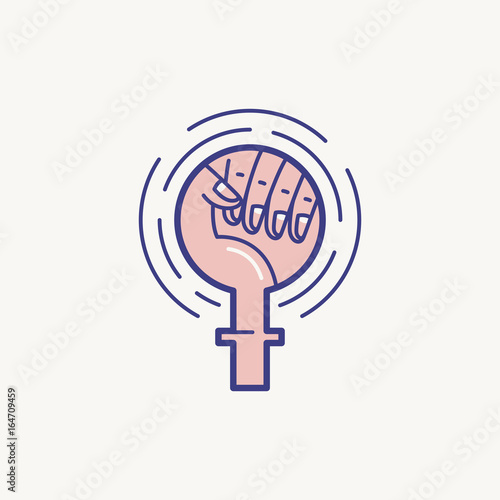 Vector illustration in line flat style - feminism concept