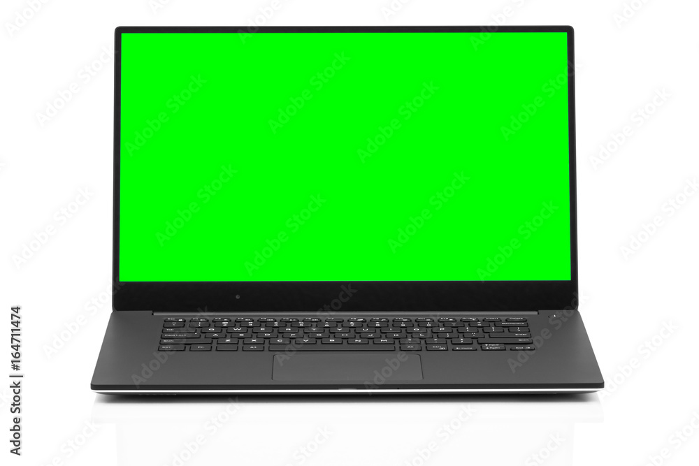 Sleek modern business laptop isolated on white background with reflection Sleek modern business laptop isolated on white background with reflection