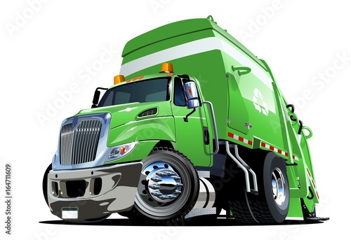 Cartoon Garbage Truck isolated on white background. Available EPS-10 vector format separated by groups and layers for easy edit