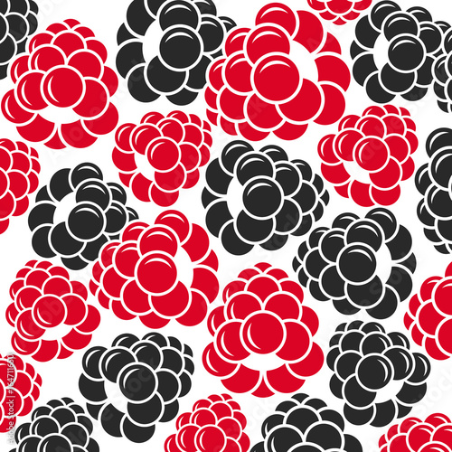 Raspberries and blackberries. Abstract berries on white background