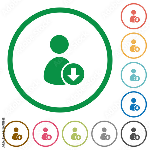 Move down user flat icons with outlines