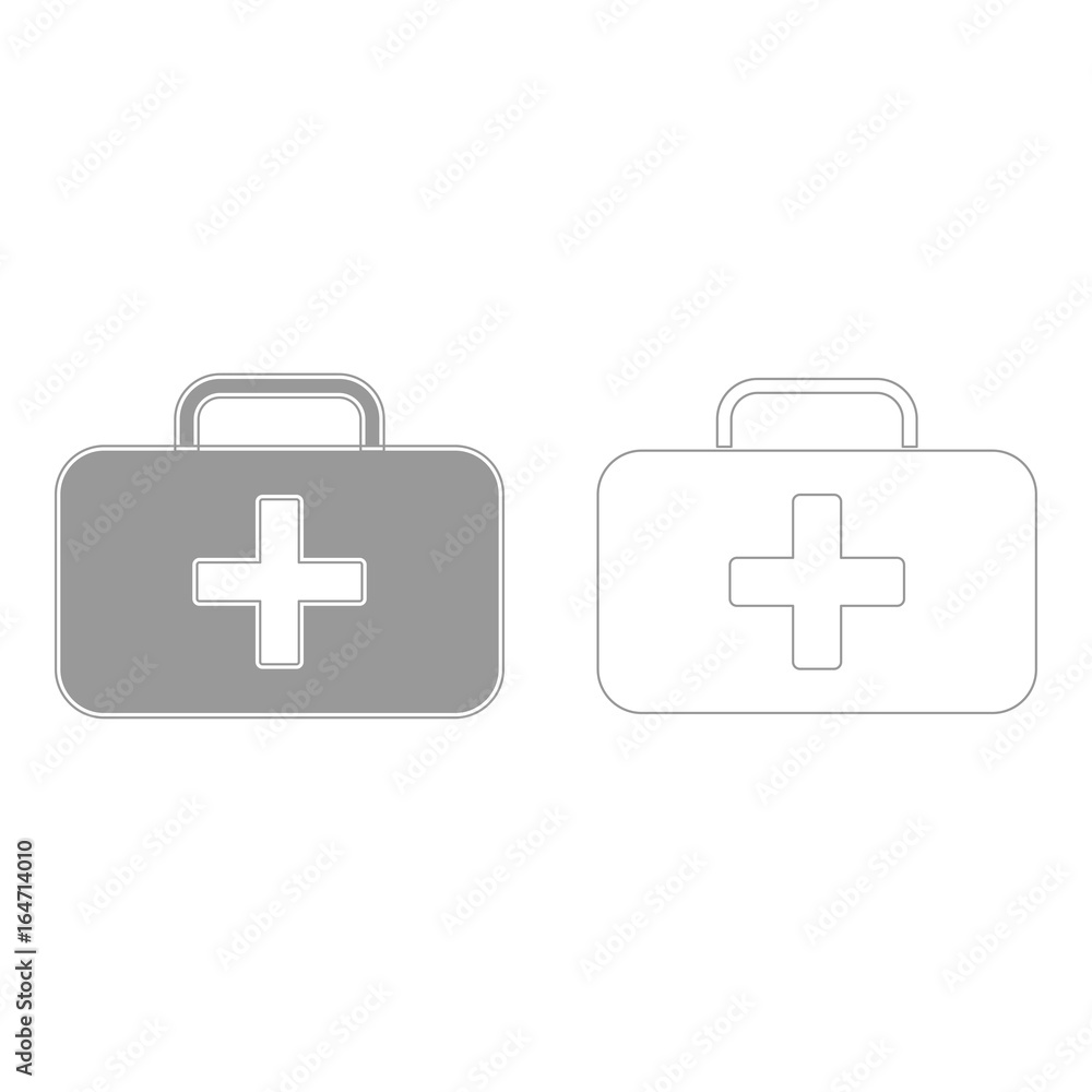 Obraz premium Medical case grey set icon .