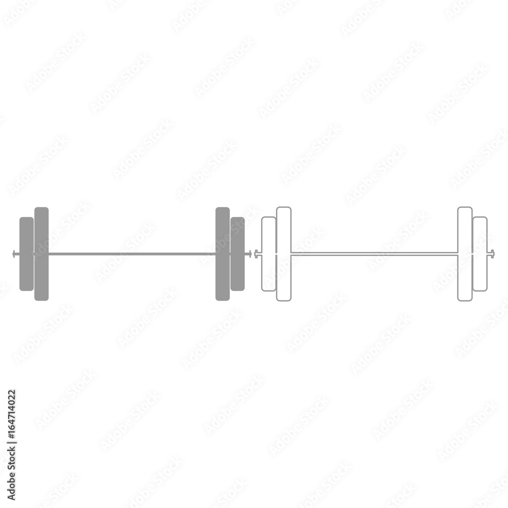 Barbell  grey set  icon .