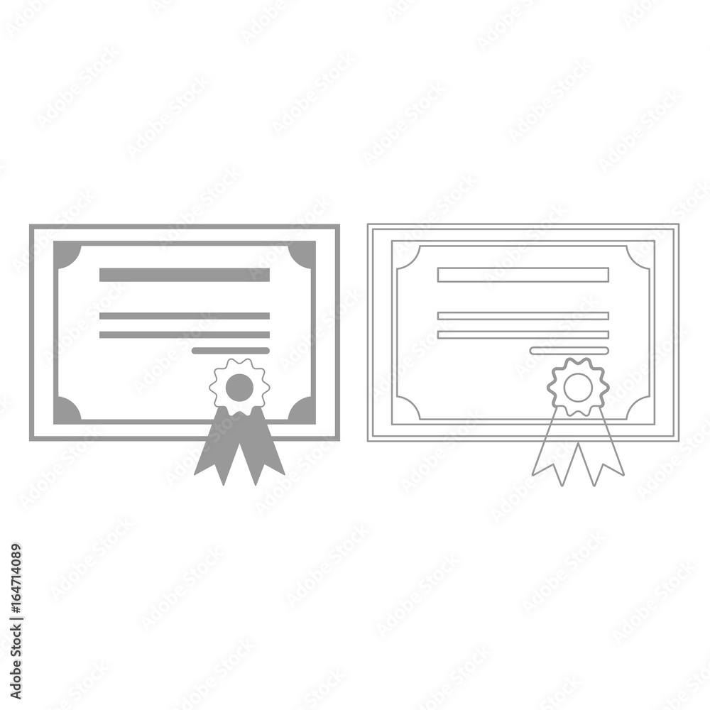 Certificate grey set icon . Certificate grey set icon .