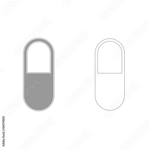 Pill grey set icon .