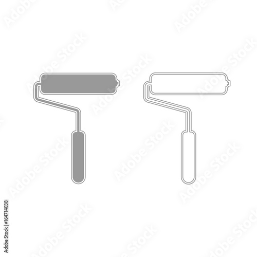 Paint roller  grey set  icon .