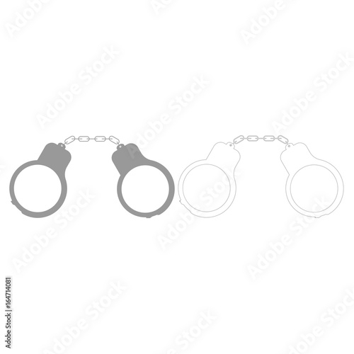 Handcuff grey set icon .