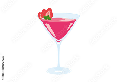 Daiquiri vector illustration. Strawberry daiquiri on a white background