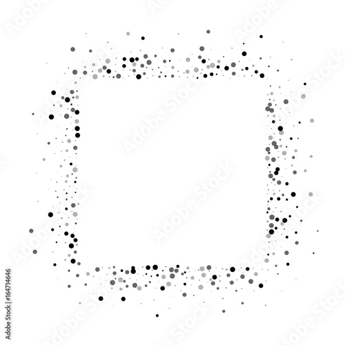 Dense black dots. Square abstract mess with dense black dots on white background. Vector illustration.