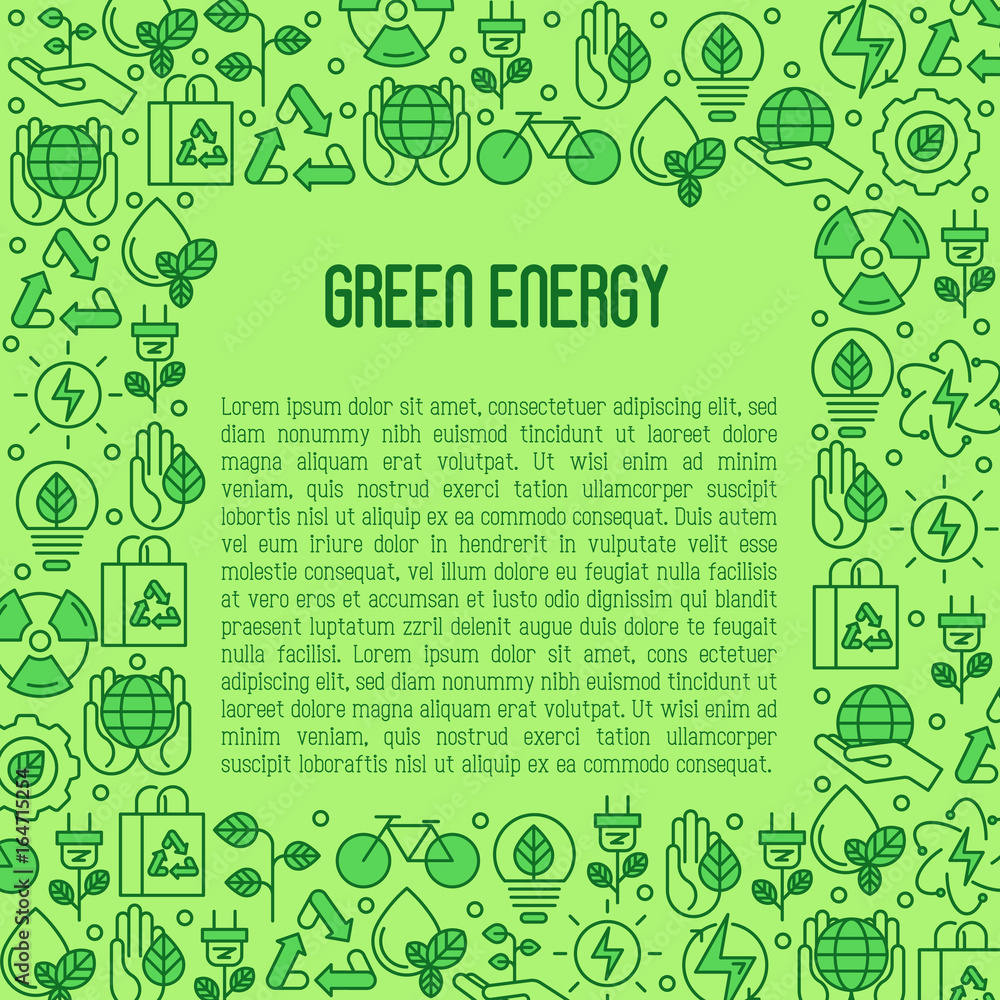 Ecology concept with thin line icons for environmental, recycling, renewable energy, nature. Save Earth concept. Vector illustration.