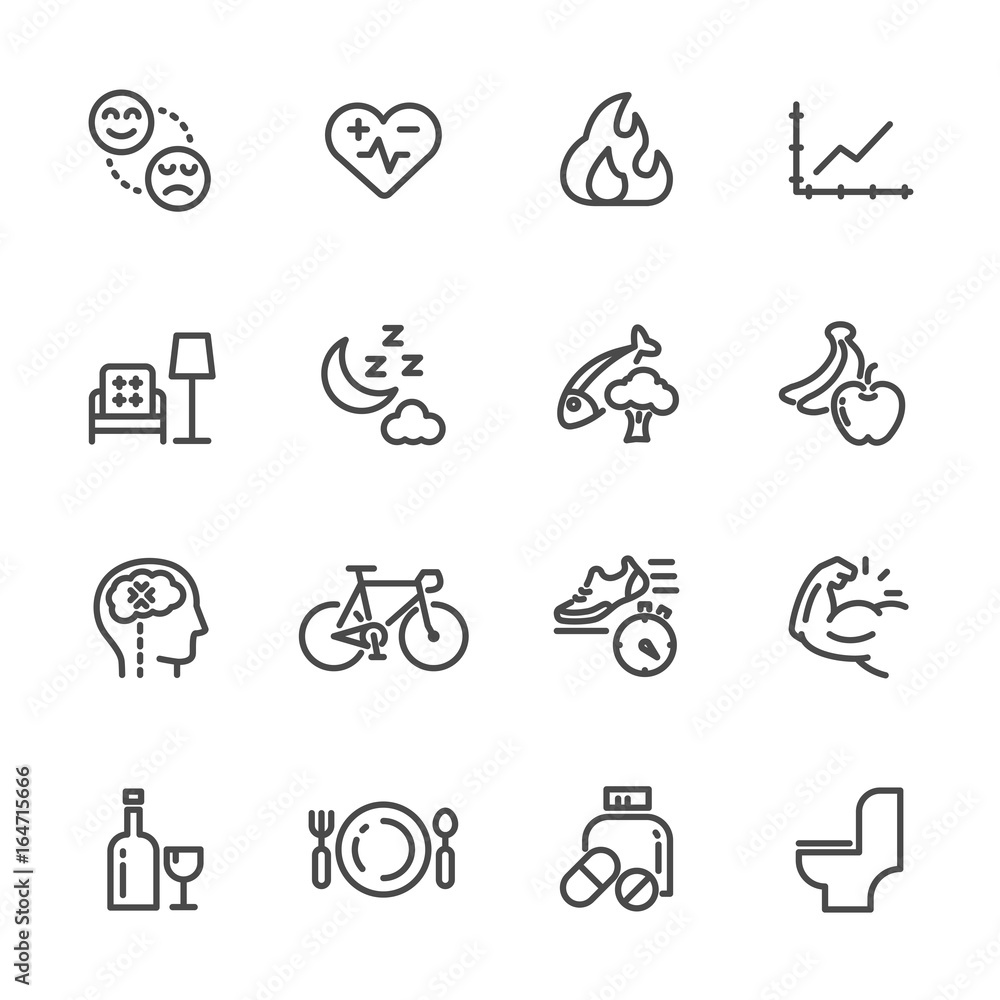 Healthcare and healthy lifestyle  icons set, Vector line icon