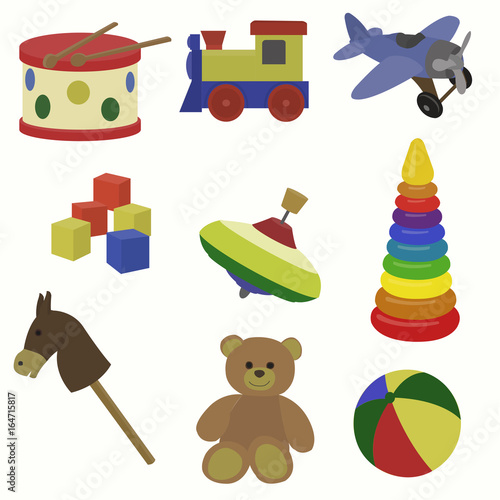 Baby's toys set. Vector illustration.