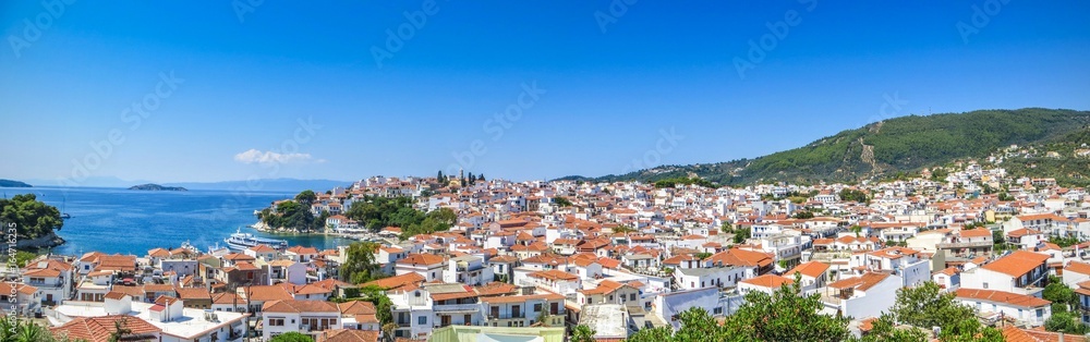 Skiathos Panorama view from the town architecture, Greece Island