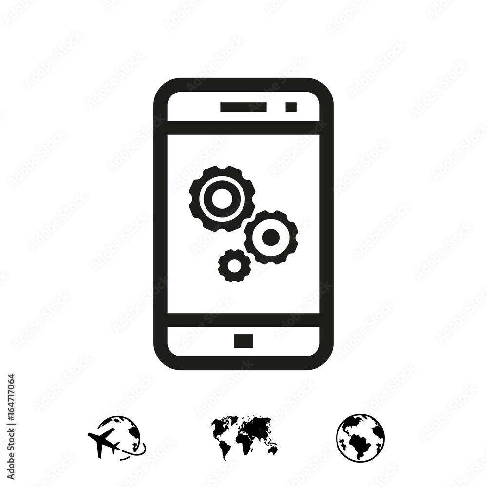 gear phone icon stock vector illustration flat design gear phone icon stock vector illustration flat design