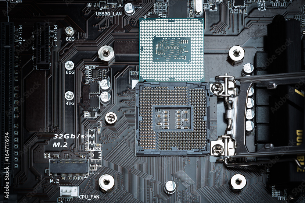 Fototapeta premium Processor socket on modern motherboard