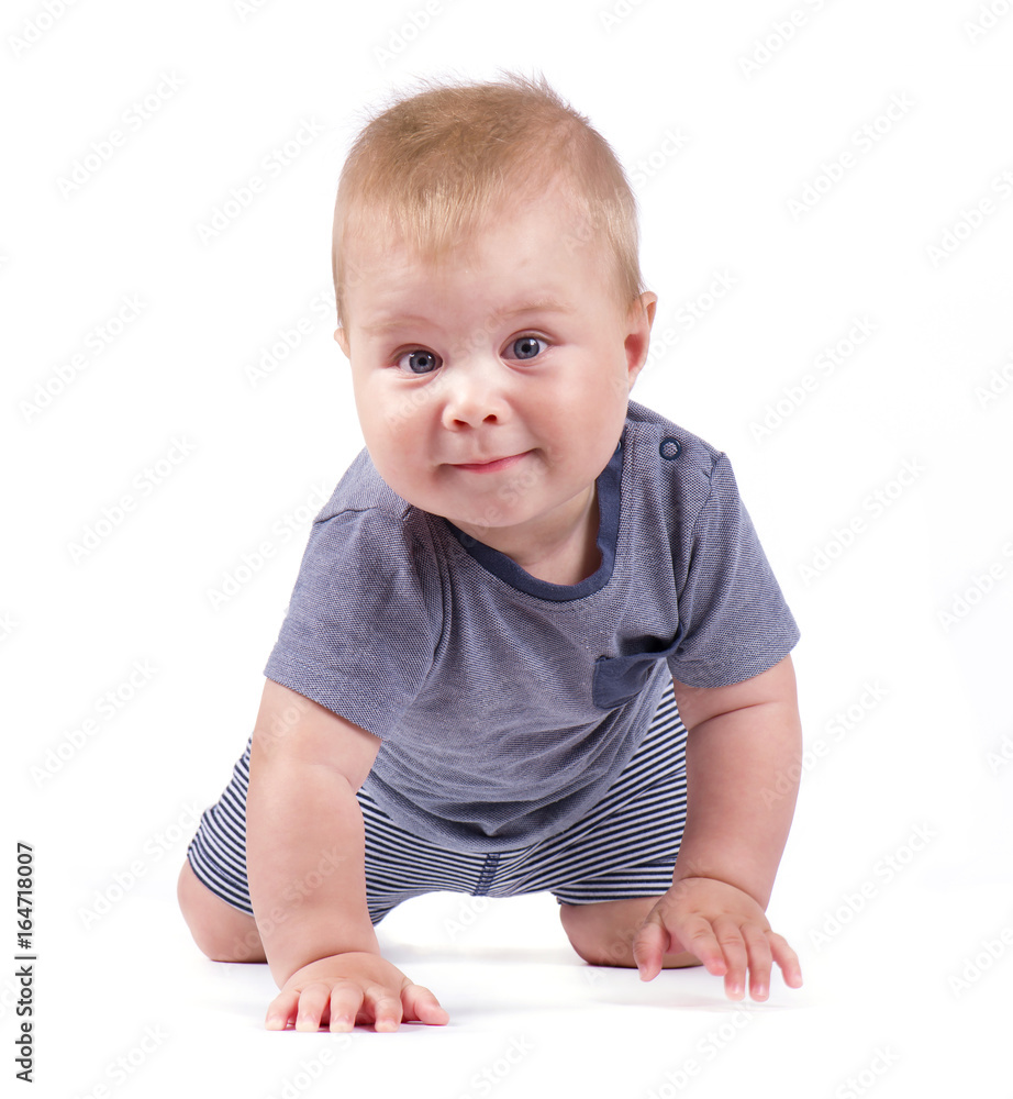 Portrait of smiling baby boy isolated on white background Portrait of smiling baby boy isolated on white background