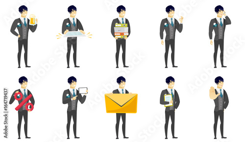 Vector set of illustrations with groom character.