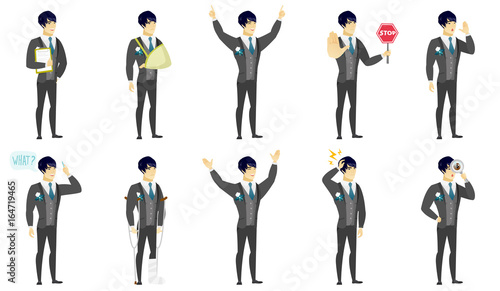Vector set of illustrations with groom character.