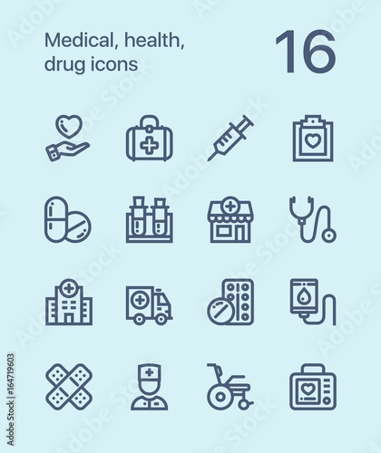 Wallpaper Mural Outline Medical, health, drug icons for web and mobile design pack 1 Torontodigital.ca