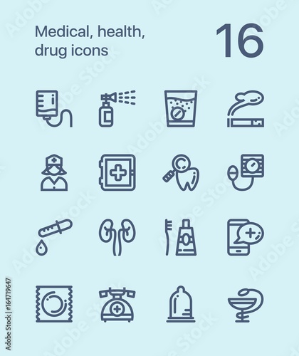 Outline Medical, health, drug icons for web and mobile design pack 3