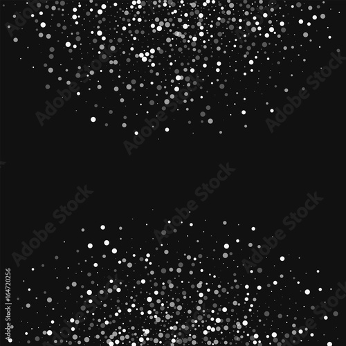 Random falling white dots. Abstract semicircle with random falling white dots on black background. Vector illustration.