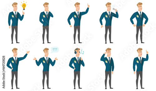 Vector set of illustrations with groom character.