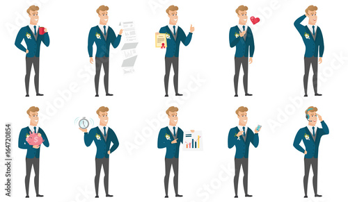 Vector set of illustrations with groom character.