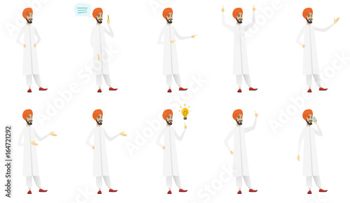 Muslim businessman vector illustrations set.