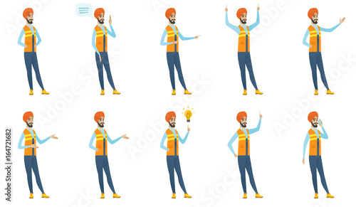 Indian builder vector illustrations set.