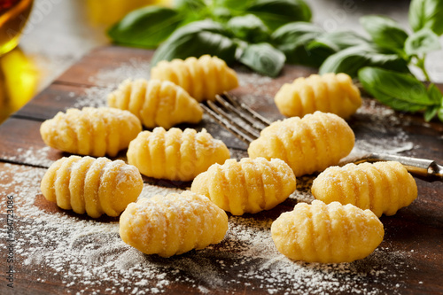 Fresh homemade uncooked gnocchi dumplings