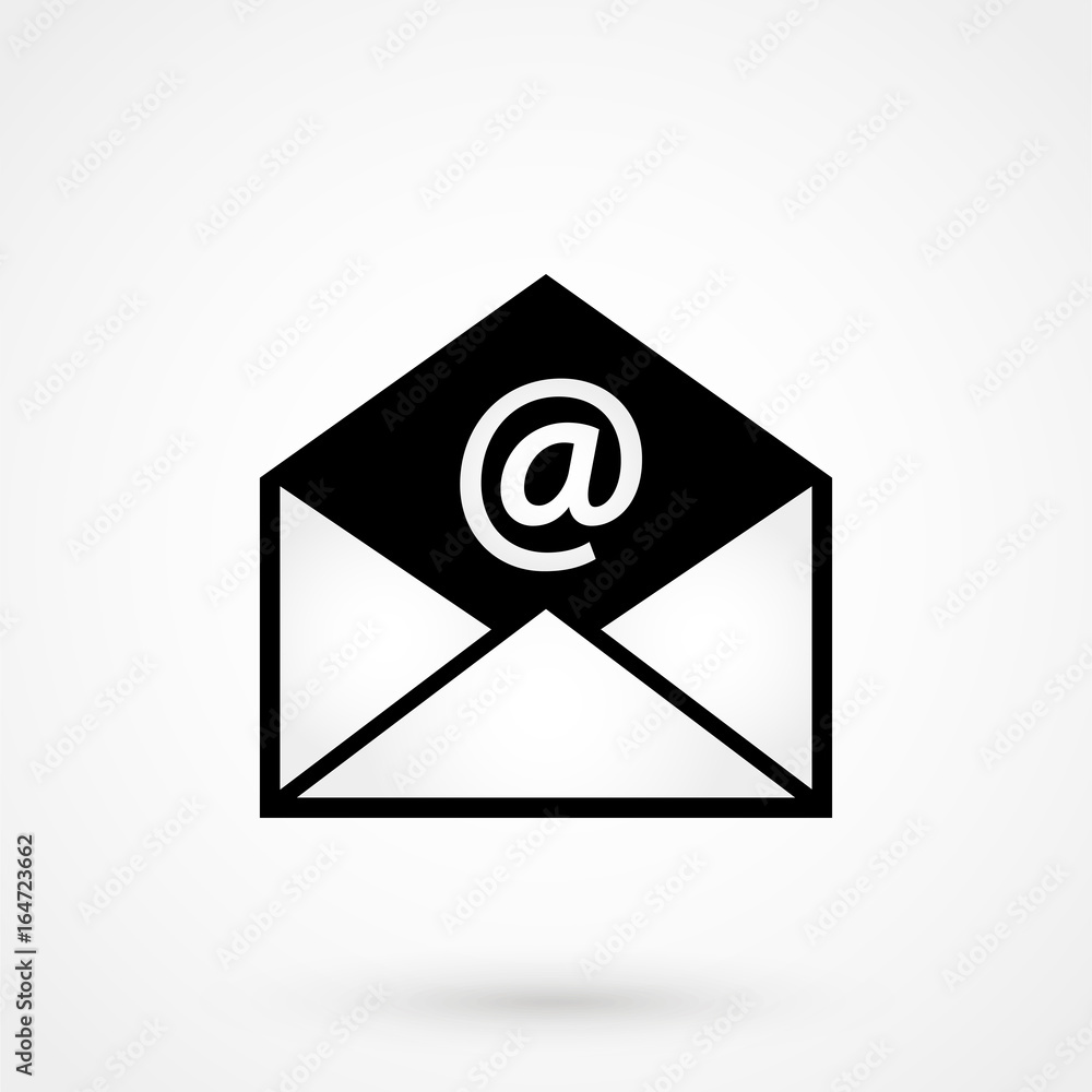 email black icon with shadow. technology background email black icon with shadow. technology background