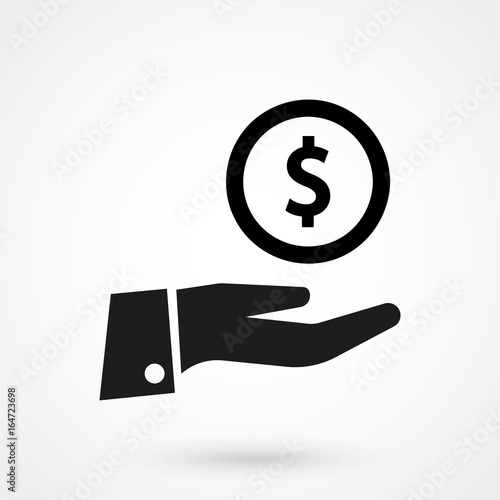 Pictograph of money in hand. Vector icon 10 EPS