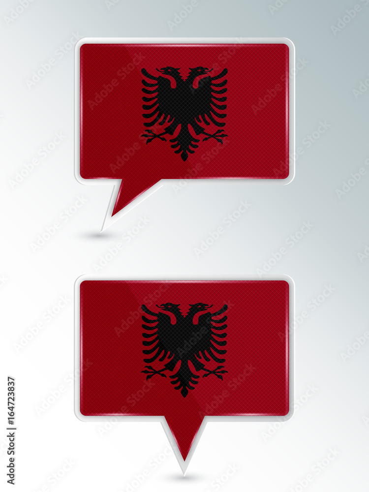 Obraz premium A set of pointers. The national flag of Albania on the location indicator. Vector illustration.