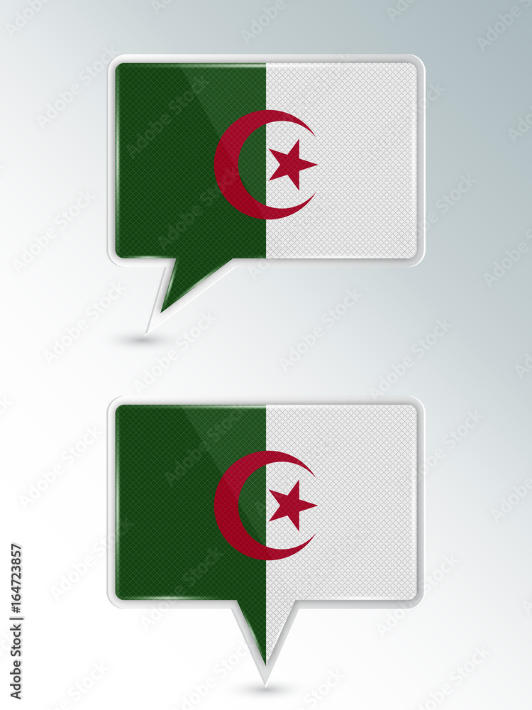 A set of pointers. The national flag of Algeria on the location indicator. Vector illustration. A set of pointers. The national flag of Algeria on the location indicator. Vector illustration.