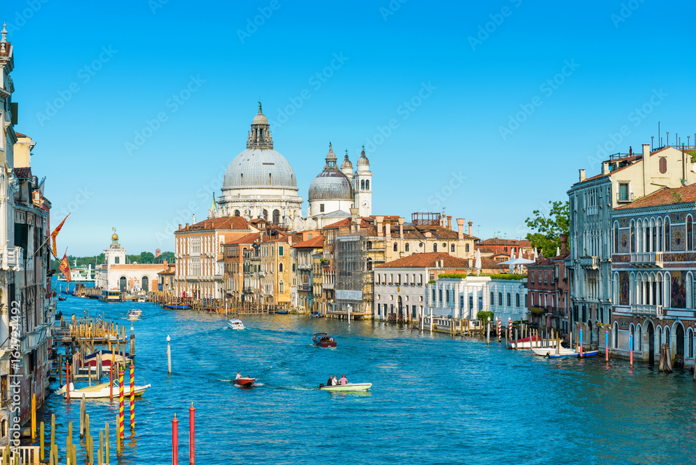 Scenic panorama of Grand Canal in summer, Venice, Italy