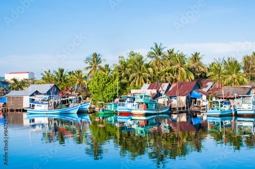 Tropical paradise beach with palm (coconut) tree in Phu Quoc island, Vietnam.