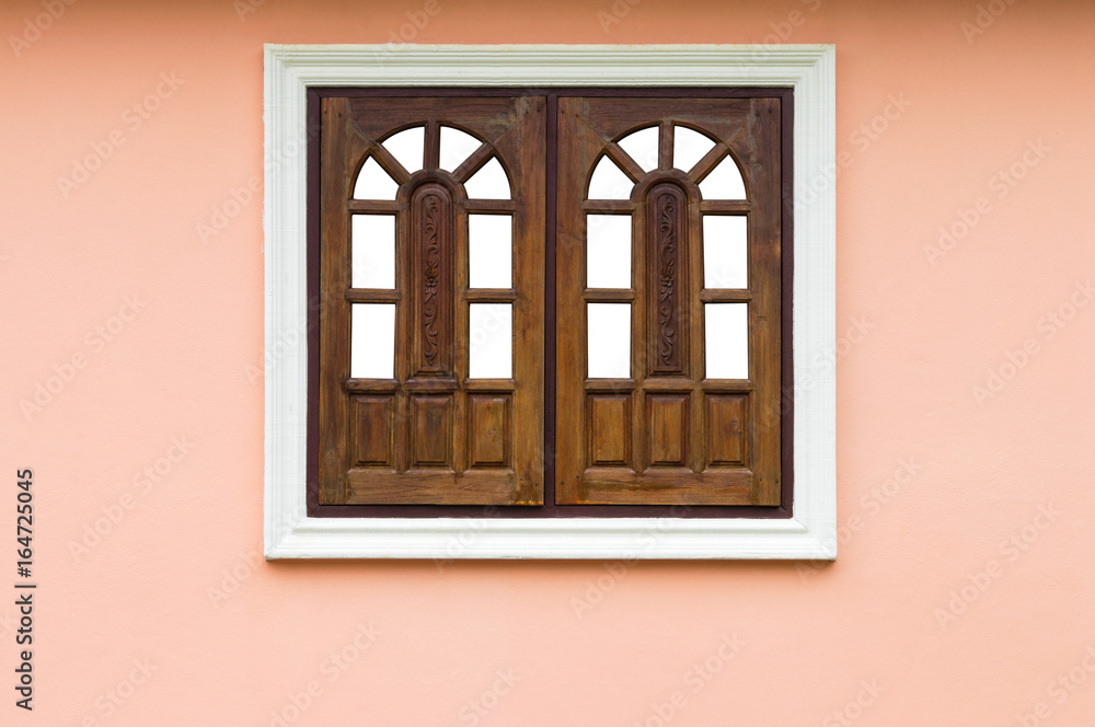 Wooden windows in concrete frames. Wooden windows in concrete frames.