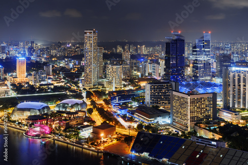 Night view of downtown in Singapore. Beautiful cityscape