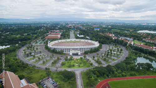Arial view Grandstand in 700th Anniversary Sport Stadium at Chiang Mai, Thailand