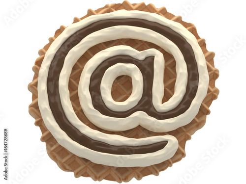 Wafers with white cream and chocolate font.