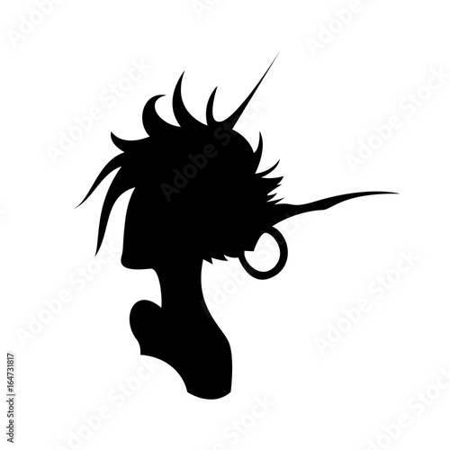 Silhouette of a fantastic elf girl. Vector illustration isolated on a white background.