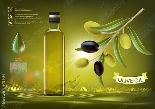 Glass bottle with oil