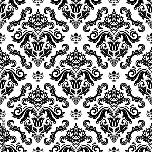 Orient vector classic black and white pattern. Seamless abstract background with repeating elements. Orient background