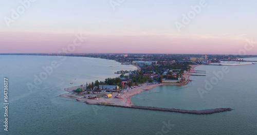 Eyskaya Kosa. The Yeisk spit in the Azov sea, Russia, aerial shot photo