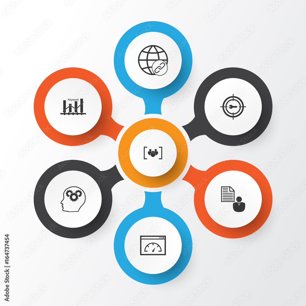 Marketing Icons Set. Collection Of Keyword Marketing, Intellectual ...