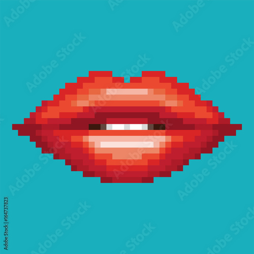 Red lip, Pixel 8 bit, art s...